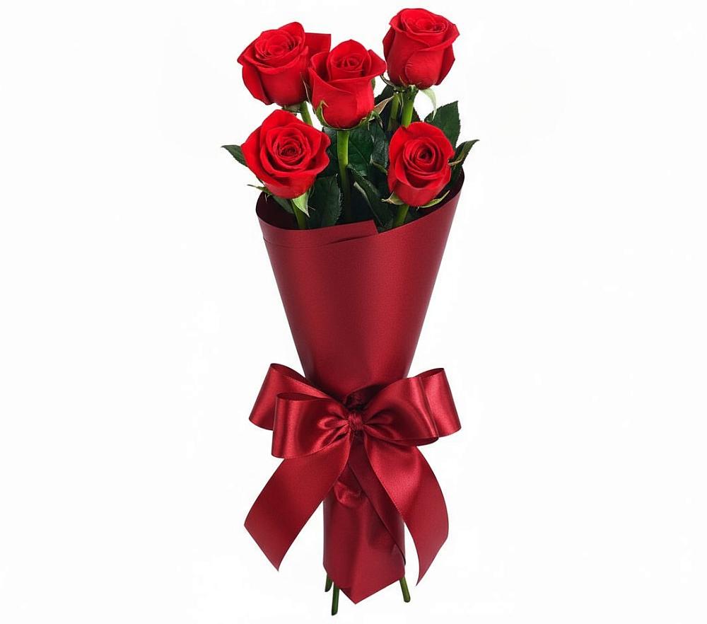 Букет 5 Красных роз Эдлесс Лав в Захарково