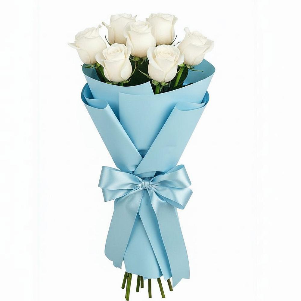 Букет 7 белых роз Проуд в Захарково