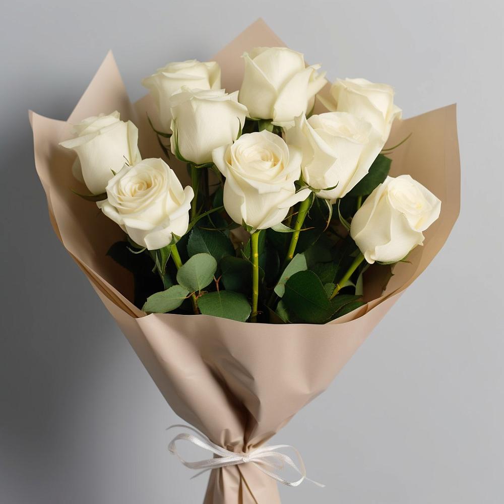 Букет 9 Белых роз Эдлесс Лав в Захарково