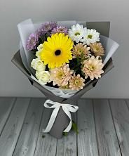 Букет цветов из:  Розы, Герберы и Хризантемы в Захарково