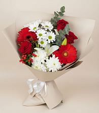 Букет цветов из:  Розы, Хризантемы, Герберы и Лилии #REPLACE_PRED# Захарково