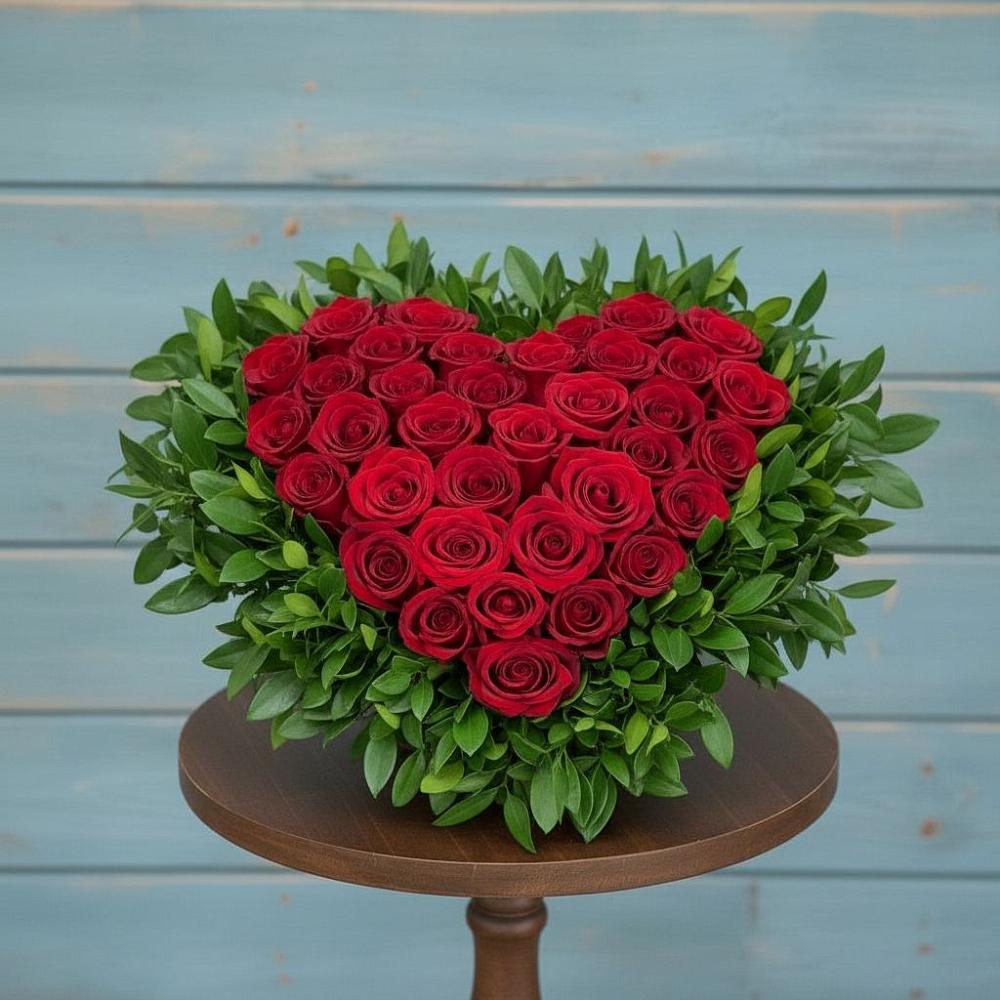 Цветочная композиция из Розы в виде сердца в Захарково