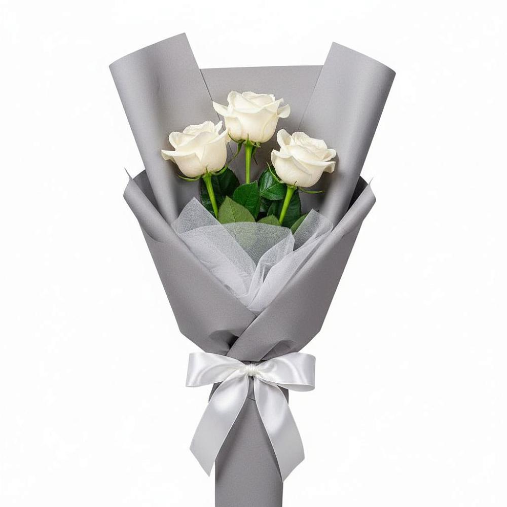 Букет 3 белые розы в Захарково