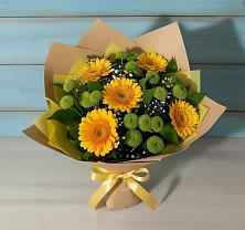 Букет цветов из:  Герберы и Хризантемы в Захарково