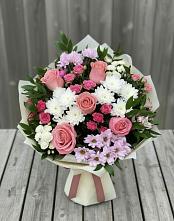 Букет цветов из:  Альстромерии, Гвоздики, Розы и Хризантемы #REPLACE_PRED# Захарково