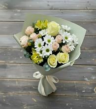 Букет цветов из:  Альстромерии, Розы и Хризантемы в Захарково